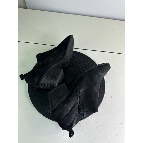 Steve Madden Bradi Bootie Black Distressed Leather Buckle Zip Boots Sz 8 Western - Picture 5 of 8